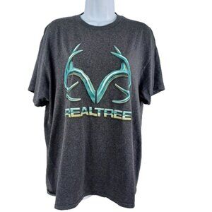Boxy Slouchy Grey RealTree T-Shirt Short Sleeve Crewneck Neck Graphic Size Larg